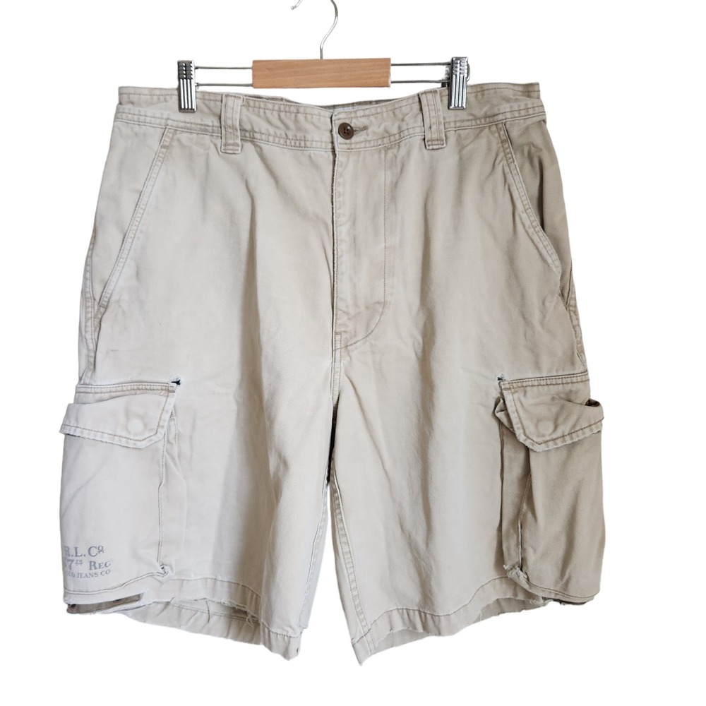 Y2K Polo Jeans Ralph Lauren Shorts Men's 34 Tan Military Surplus‎ Cargo Snap Leg